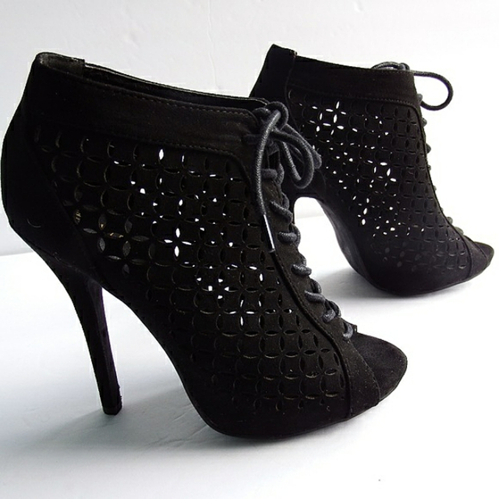 Wild Diva Open-Toed Heeled Booties Sz. 6